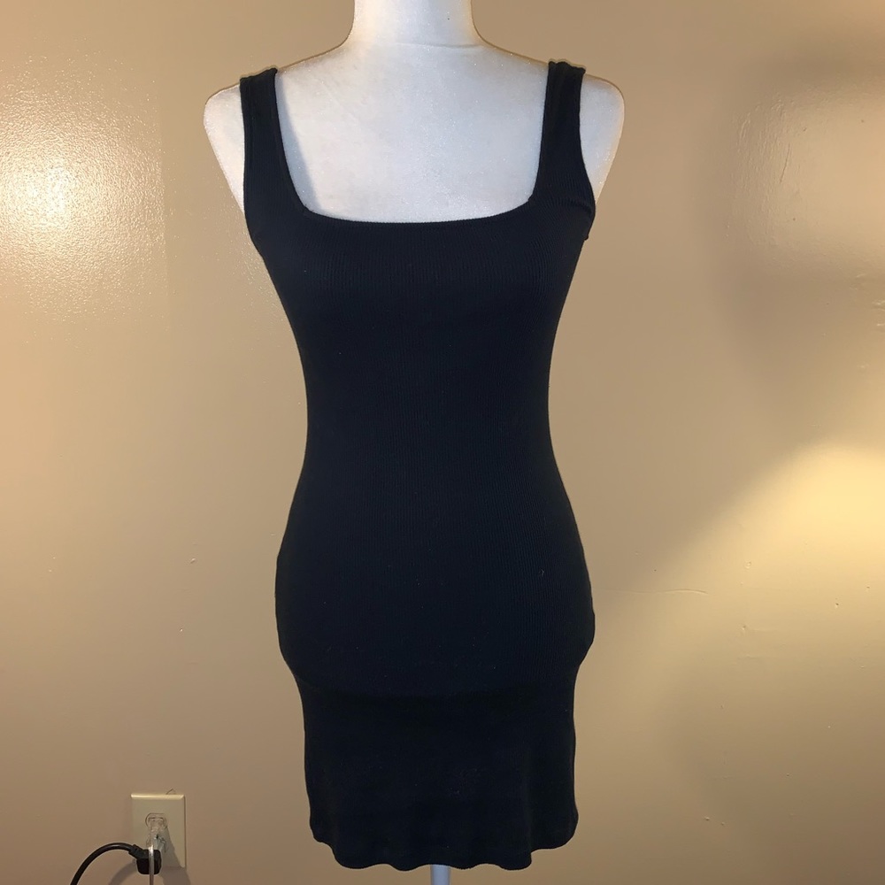 BLACK BEATER MINI DRESS